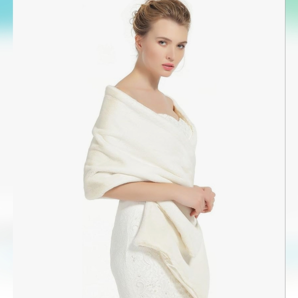 Ivory Faux Fur Shall/Cover Up - Never Worn!